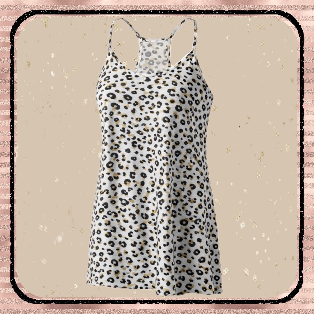 Coverup Leopard Print Racerback Tank Top Mikken Swim Lightweight Stretch Size S
